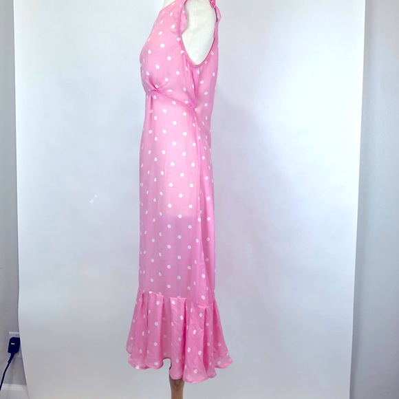 NWT SELKIE Pink polkadot NWT maxi dress large cottagecore puffy - Picture 6 of 8